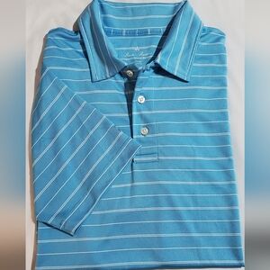 Brooks Brothers Light Blue Striped Polo Shirt. Sz M